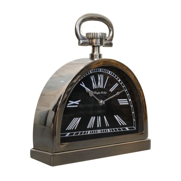 Solid Mango Wood Black and Chrome Table Clock - Image 3