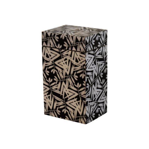 Solid Mango Wood Set of 6 Pieces Black & White Aztec Print Bathroom Set - Image 6