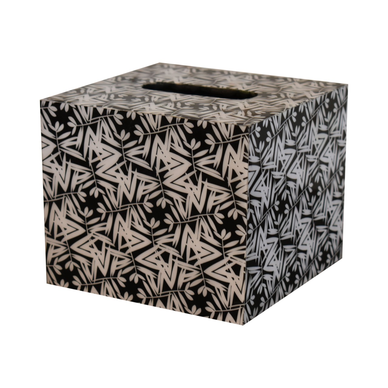Solid Mango Wood Set of 6 Pieces Black & White Aztec Print Bathroom Set - Image 7
