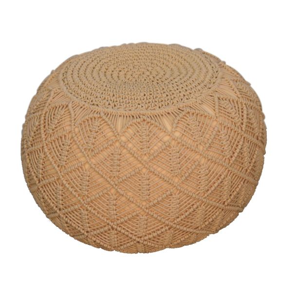 Solid Mango Wood Ansley Mustard Pouffe - Image 2
