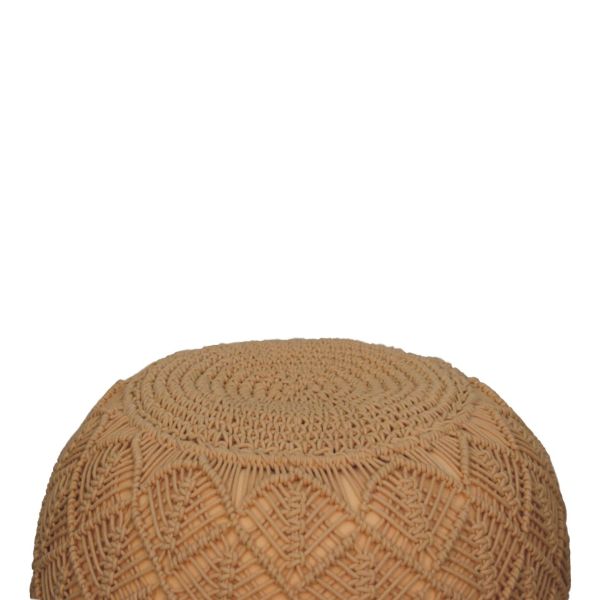 Solid Mango Wood Ansley Mustard Pouffe - Image 4