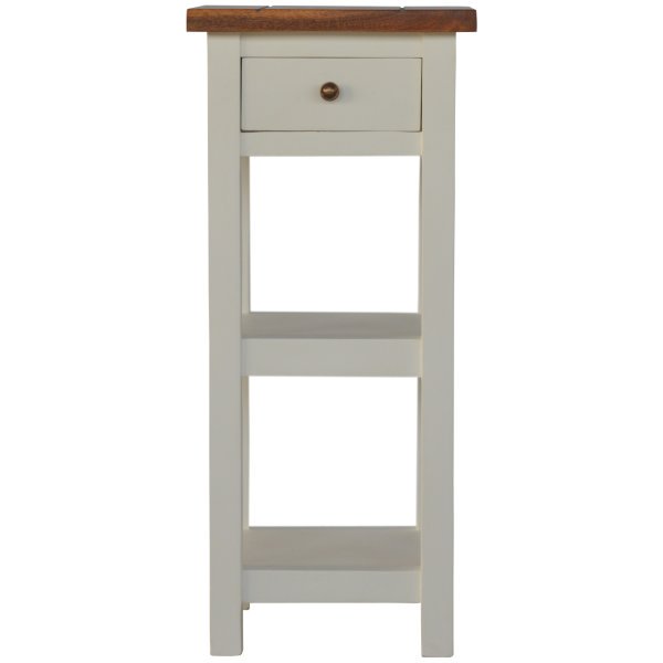 Solid Mango Wood Honey Caramel Acacia Top 1 Drawer 1 Shelf Painted Telephone Table