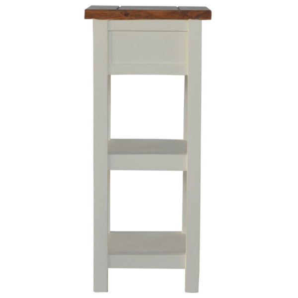 Solid Mango Wood Honey Caramel Acacia Top 1 Drawer 1 Shelf Painted Telephone Table - Image 8