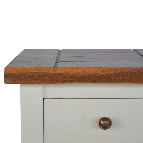 Solid Mango Wood Honey Caramel Acacia Top 1 Drawer 1 Shelf Painted Telephone Table - Image 7