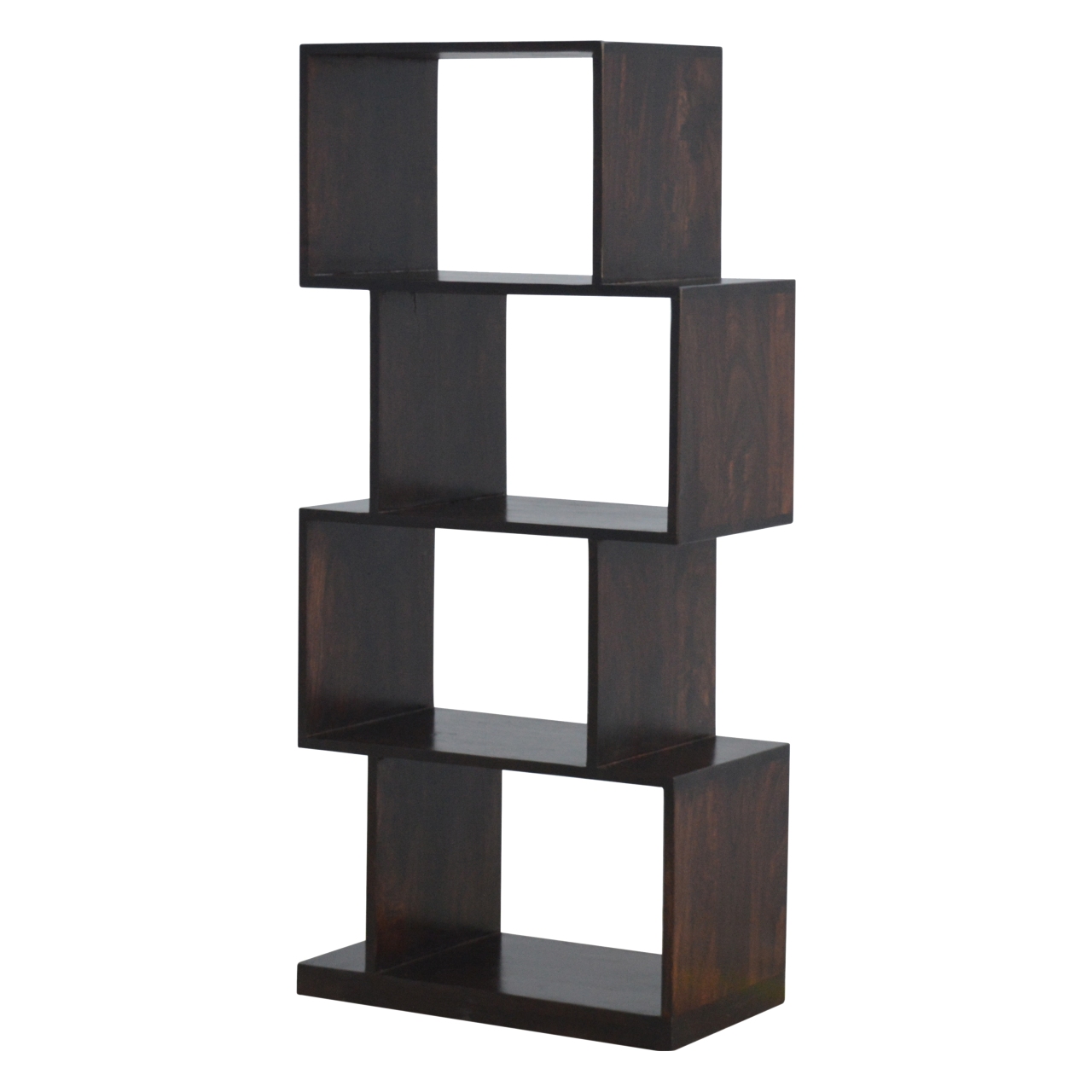 Solid Sheesham Wood Chestnut Finished Zig Zag Display Unit - Image 2
