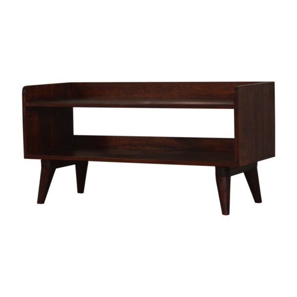 Solid Mango Wood Cherry Finished Nordic Shoe Storage Bench - Image 3