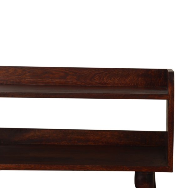 Solid Mango Wood Cherry Finished Nordic Shoe Storage Bench - Image 4