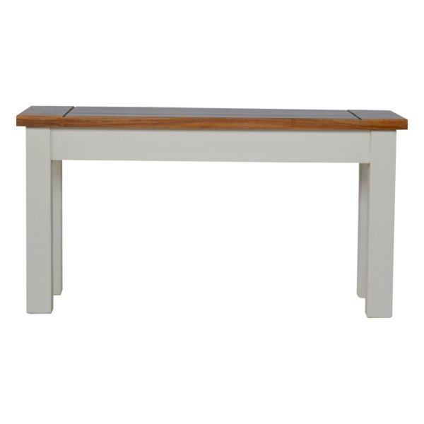 Solid Mango Wood Honey Caramel Acacia Top & Hand Painted Finish Hallway Bench