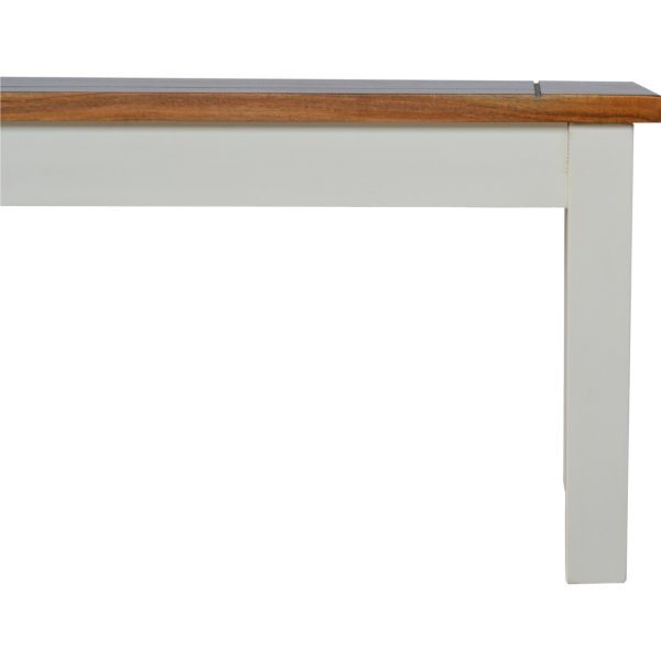 Solid Mango Wood Honey Caramel Acacia Top & Hand Painted Finish Hallway Bench - Image 4