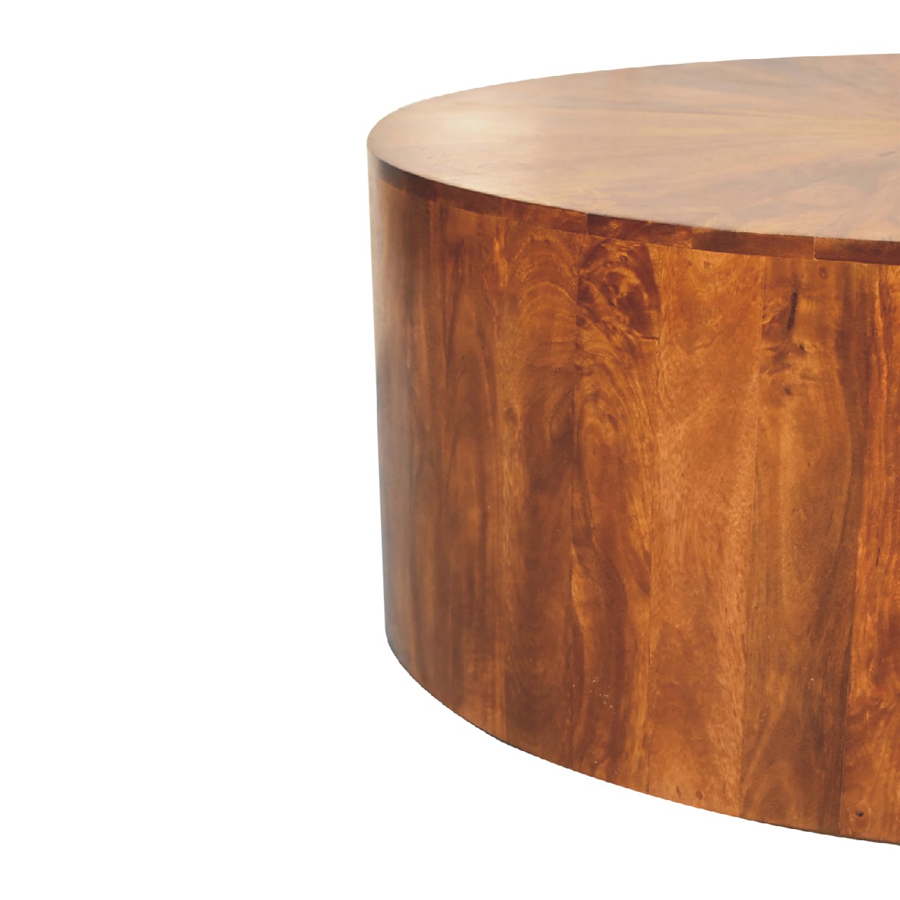 Solid Mango Wood Chestnut Finished Round Wooden Coffee Table - Image 7