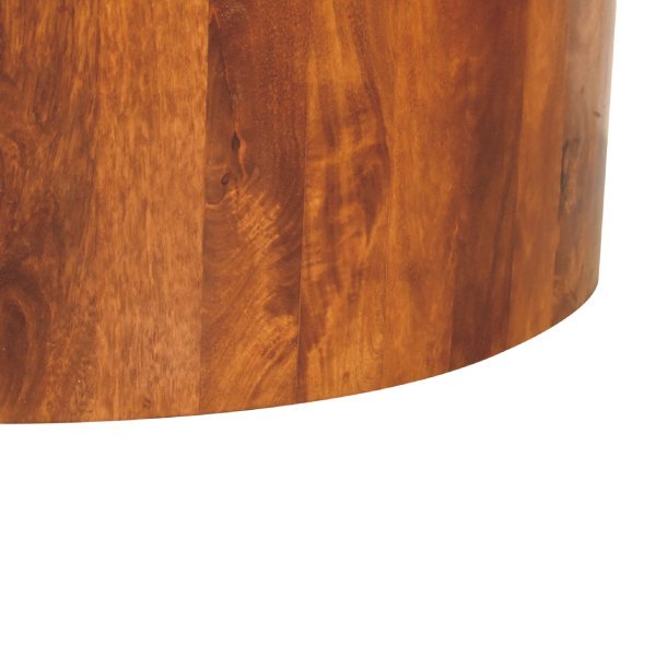 Solid Mango Wood Chestnut Finished Round Wooden Coffee Table - Image 9