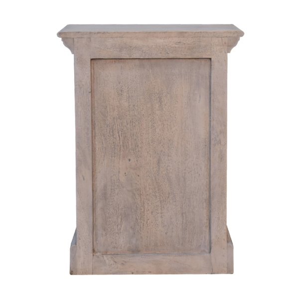 Solid Mango Wood Acid Washed Finished 1 Glass Door 1 Drawer Bedside - Image 10