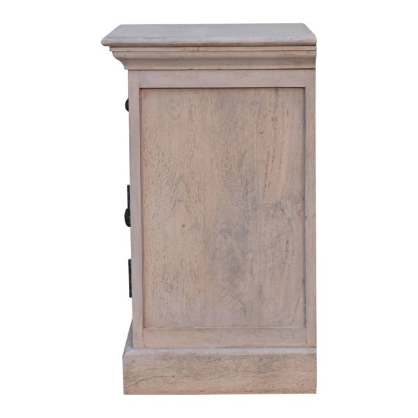Solid Mango Wood Acid Washed Finished 1 Glass Door 1 Drawer Bedside - Image 9