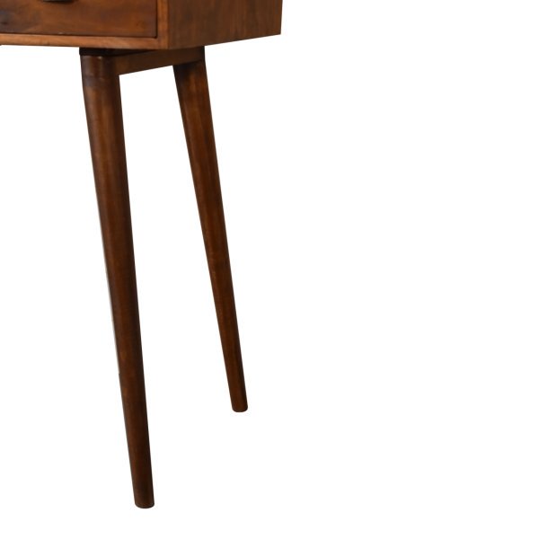 Solid Mango Wood Chestnut Finished 1 Drawer Open Slot Writing Desk - Image 6