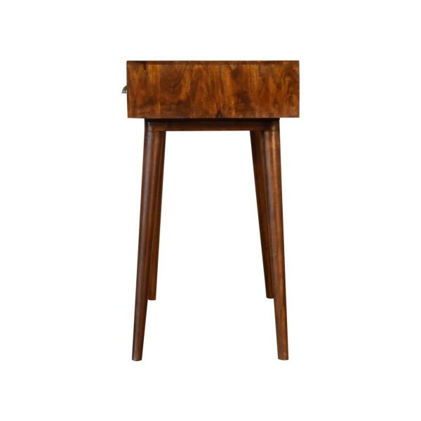 Solid Mango Wood Chestnut Finished 1 Drawer Open Slot Writing Desk - Image 7
