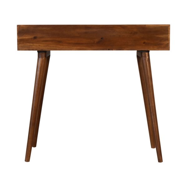 Solid Mango Wood Chestnut Finished 1 Drawer Open Slot Writing Desk - Image 8