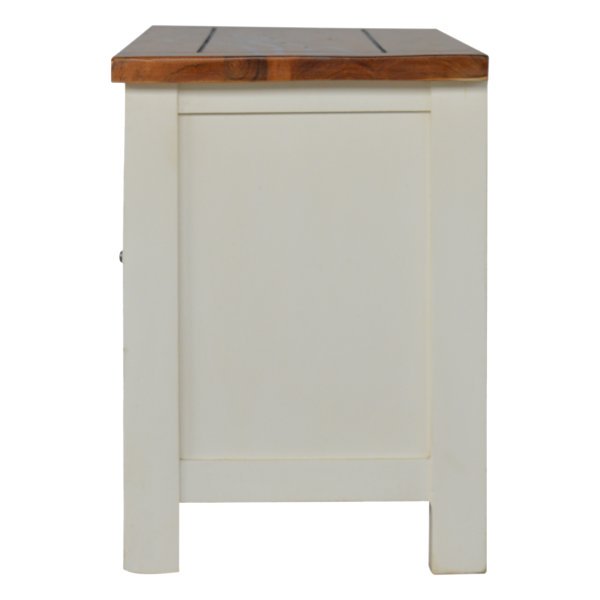 Solid Mango Wood Chestnut Finished Two Tone Top 1 Drawer 2 Doors Country Media Unit - Image 6