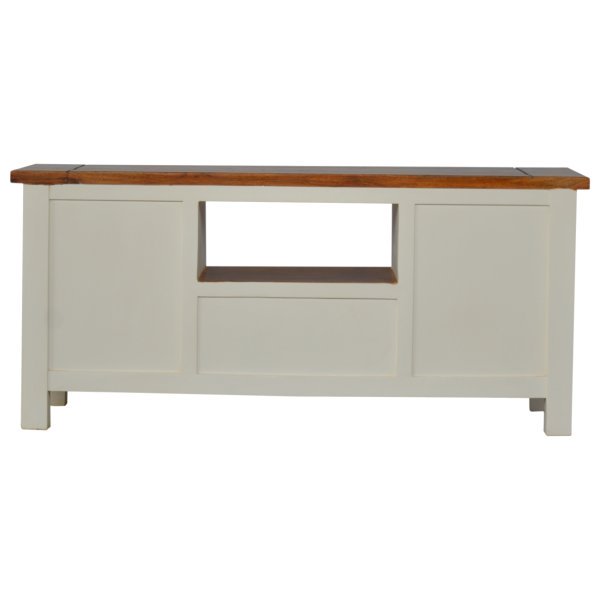 Solid Mango Wood Chestnut Finished Two Tone Top 1 Drawer 2 Doors Country Media Unit - Image 7