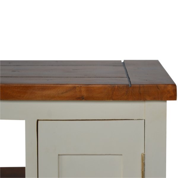 Solid Mango Wood Chestnut Finished Two Tone Top 1 Drawer 2 Doors Country Media Unit - Image 8