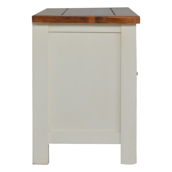 Solid Mango Wood Chestnut Finished Two Tone Top 1 Drawer 2 Doors Country Media Unit - Image 9