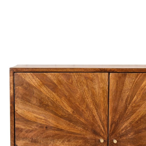 Solid Mango Wood Chestnut Finished 2 Door Sunrise Cabinet with 'U' Shaped Legs - Image 4