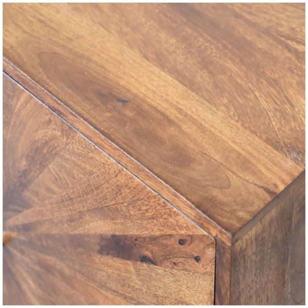 Solid Mango Wood Chestnut Finished 2 Door Sunrise Cabinet with 'U' Shaped Legs - Image 5