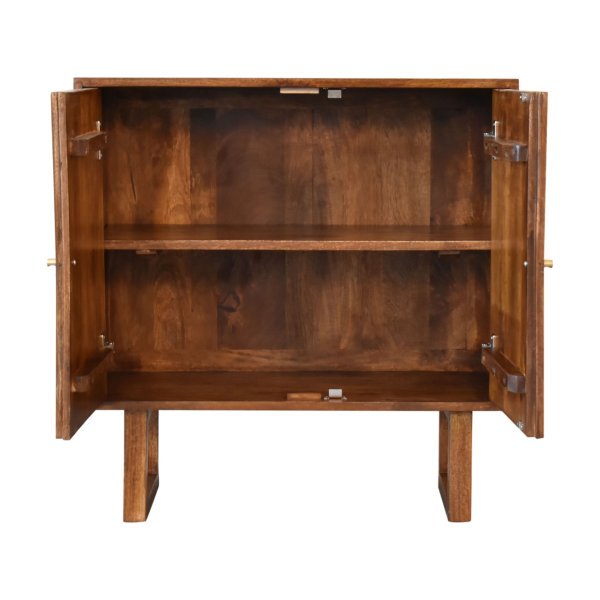 Solid Mango Wood Chestnut Finished 2 Door Sunrise Cabinet with 'U' Shaped Legs - Image 6