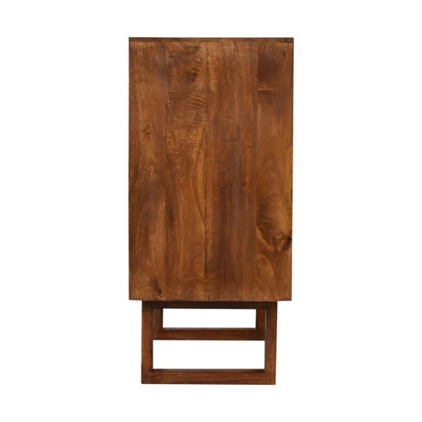 Solid Mango Wood Chestnut Finished 2 Door Sunrise Cabinet with 'U' Shaped Legs - Image 8