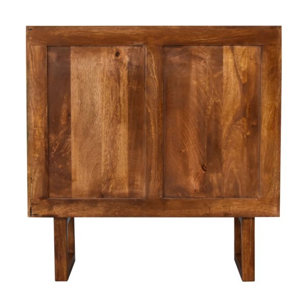 Solid Mango Wood Chestnut Finished 2 Door Sunrise Cabinet with 'U' Shaped Legs - Image 9