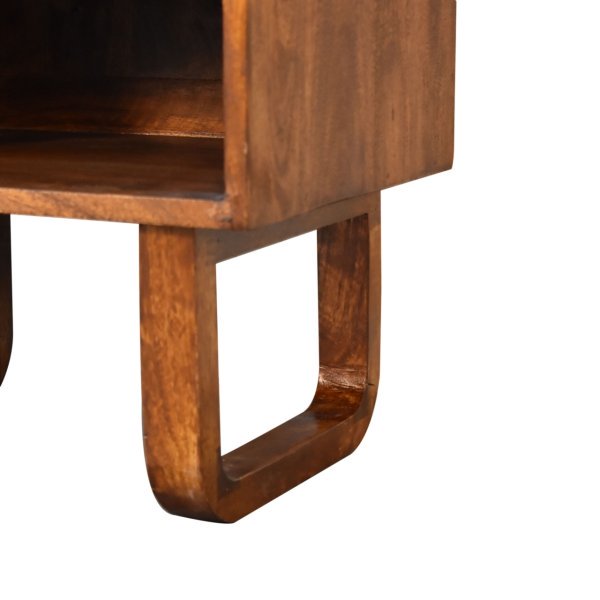 Solid Mango Wood Chestnut Finished 1 Drawer Sunrise Open Bedside - Image 7