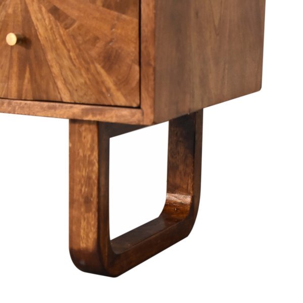 Solid Mango Wood Chestnut Finished 2 Drawers 1 Door Sunrise Media Unit with 'U' Shaped Legs - Image 7