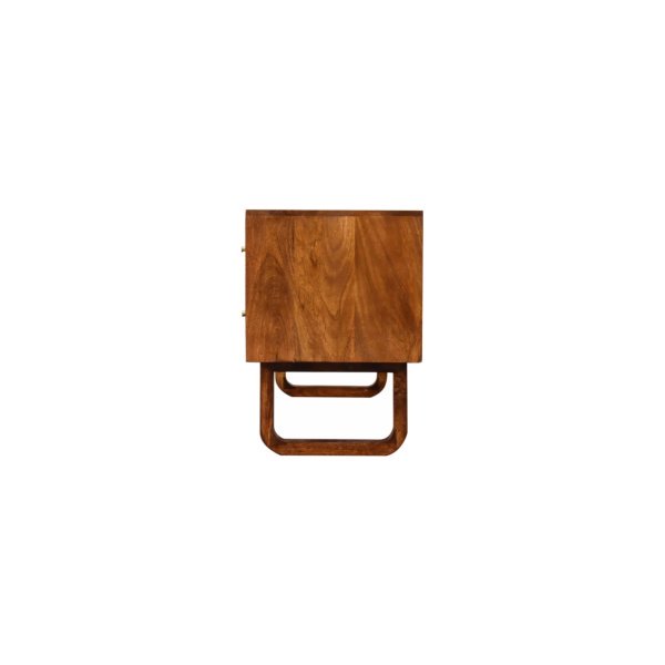 Solid Mango Wood Chestnut Finished 2 Drawers 1 Door Sunrise Media Unit with 'U' Shaped Legs - Image 8