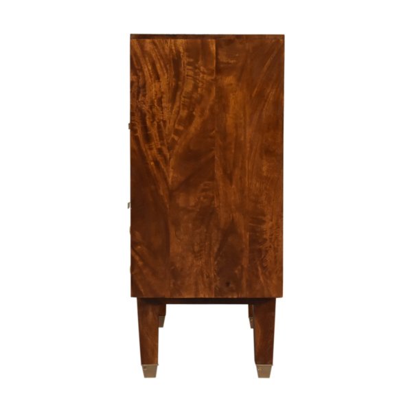 Solid Mango Wood Chestnut Finished 3 Drawer Manila Gold Tapered Chest - Image 8