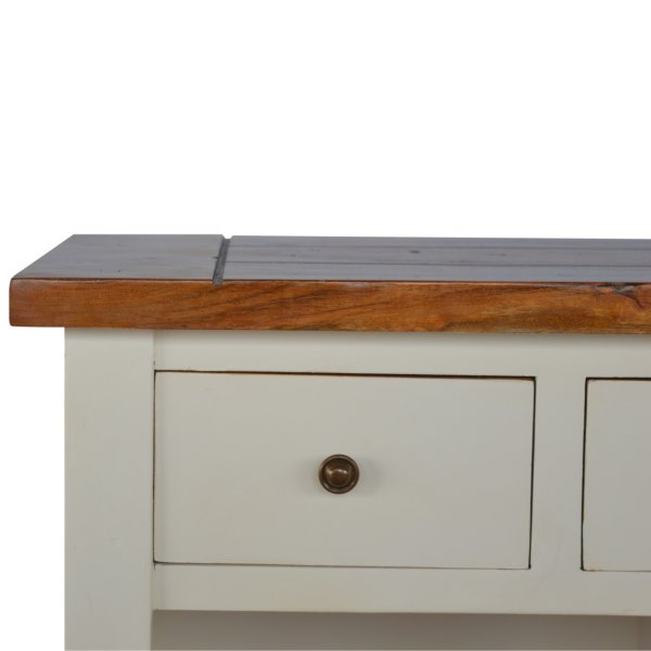 Solid Acacia Wood Honey Finished & 2 Tone 3 Drawers 2 Cupboard Kitchen Unit - Image 5