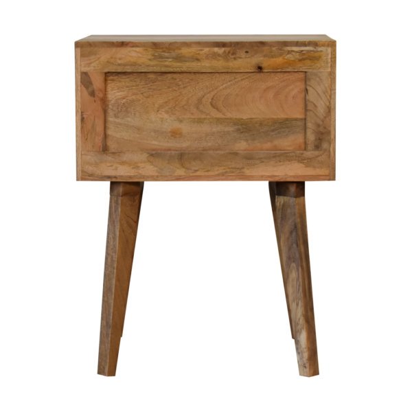 Solid Mango Wood Oak Finished 2 Drawer Bone Inlay Scandinavian Style Bedside - Image 9