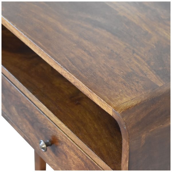 Solid Mango Wood Chestnut Finished 2 Drawer Curved Console Table with 'U' Shaped Legs - Image 6