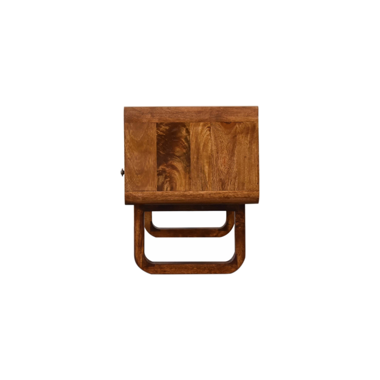 Solid Mango Wood Chestnut Finished 2 Drawer Curved Media Unit with 'U' Shaped Legs - Image 8