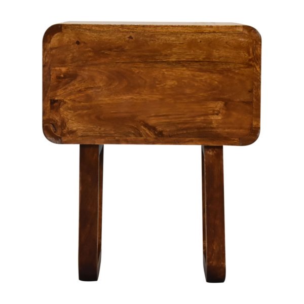 Solid Mango Wood Chestnut Finished 2 Drawer Bedside with 'U' Shaped Legs - Image 9