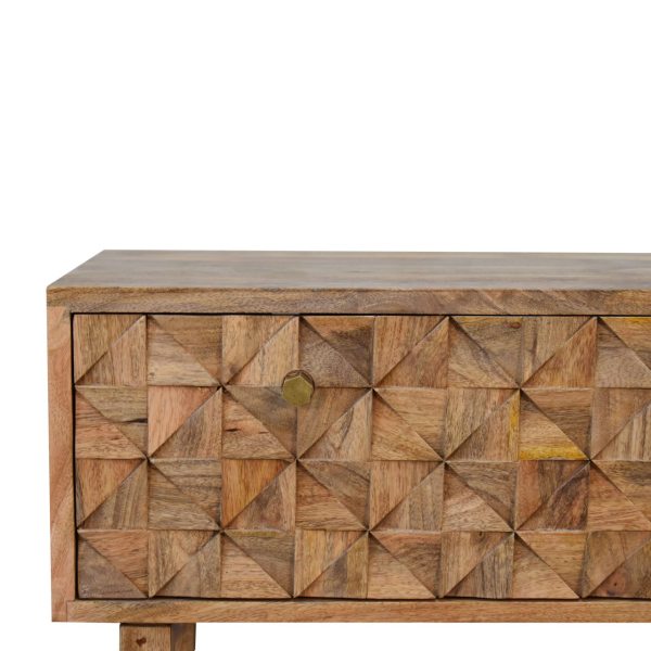 Solid Mango Wood Oak Finish Pineapple Pattern Bench with 'U' Shaped Legs - Image 7