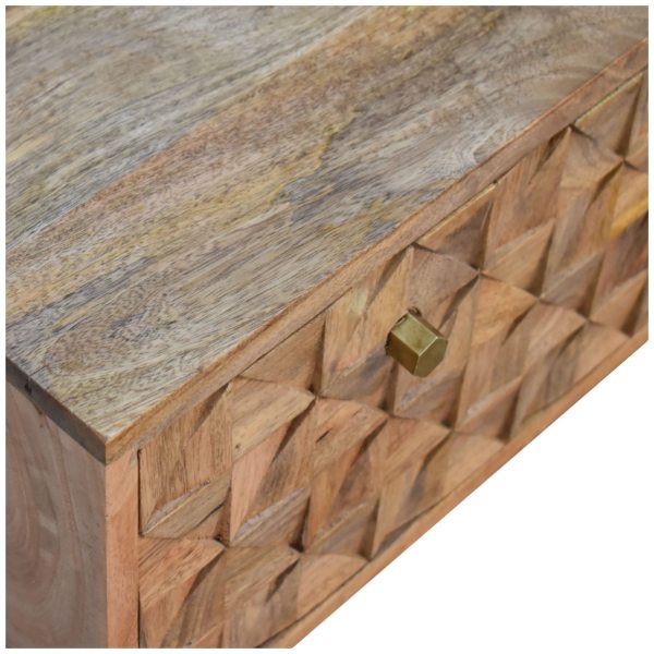 Solid Mango Wood Oak Finish Pineapple Pattern Bench with 'U' Shaped Legs - Image 6