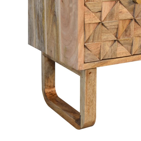 Solid Mango Wood Oak Finish Pineapple Pattern Bench with 'U' Shaped Legs - Image 4
