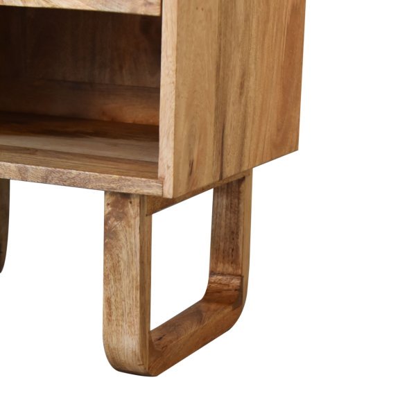 Solid Mango Wood Oak Finished 1 Drawer 1 Slot U-Shaped Legs Sunrise Bedside - Image 7