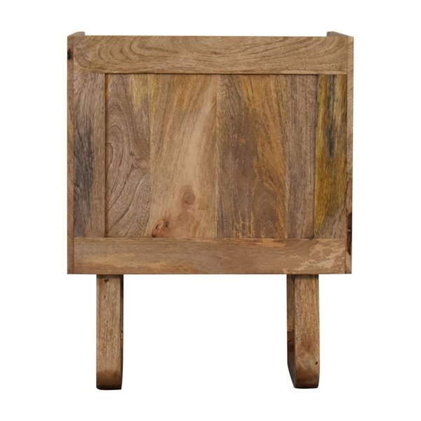 Solid Mango Wood Oak Finished 1 Drawer 1 Slot U-Shaped Legs Sunrise Bedside - Image 9