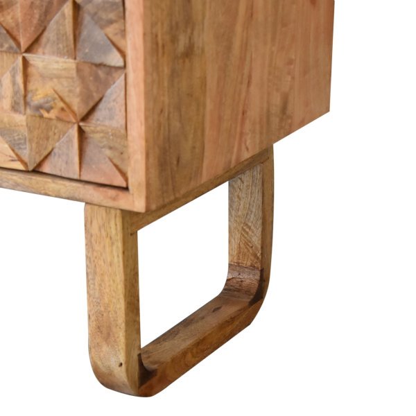 Solid Mango Wood Oak Finished 'U' Shaped Legs Black Tweed Upholstered Diamond Bench - Image 7