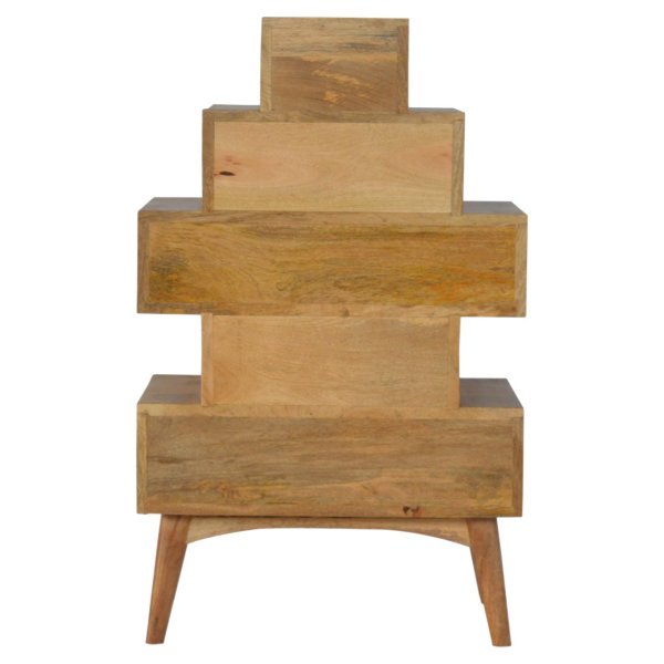 Solid Mango Wood Oak Finished 5 Drawer Tower Chest Cabinet - Image 7