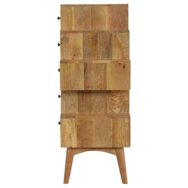 Solid Mango Wood Oak Finished 5 Drawer Tower Chest Cabinet - Image 9