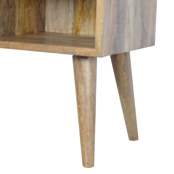 Solid Mango Wood Oak Finished 2 Drawer Hand Painted Grey and White Cabinet - Image 6