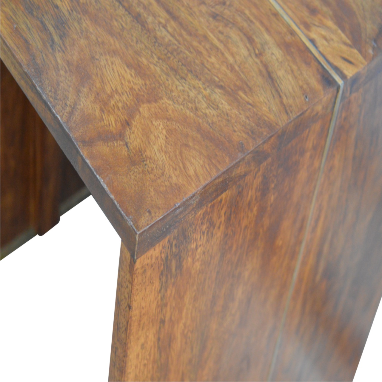 Solid Mango Wood Chestnut Finished Gold Inlay End Table - Image 3