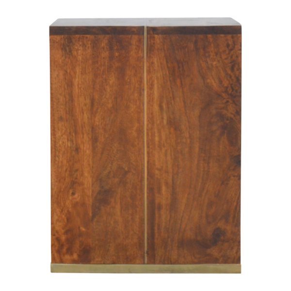 Solid Mango Wood Chestnut Finished Gold Inlay End Table - Image 5