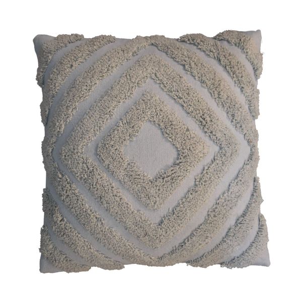 Solid Mango Wood Set of 2 Grey Diamond Cushions - Image 3